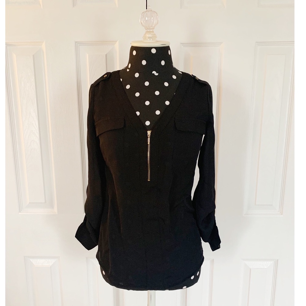 Candies | Black Shirt With Gold Zipper
